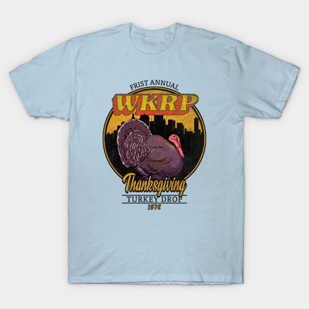 WKRP Turkey Drop IV T-Shirt by Draw One Last Breath Horror 
